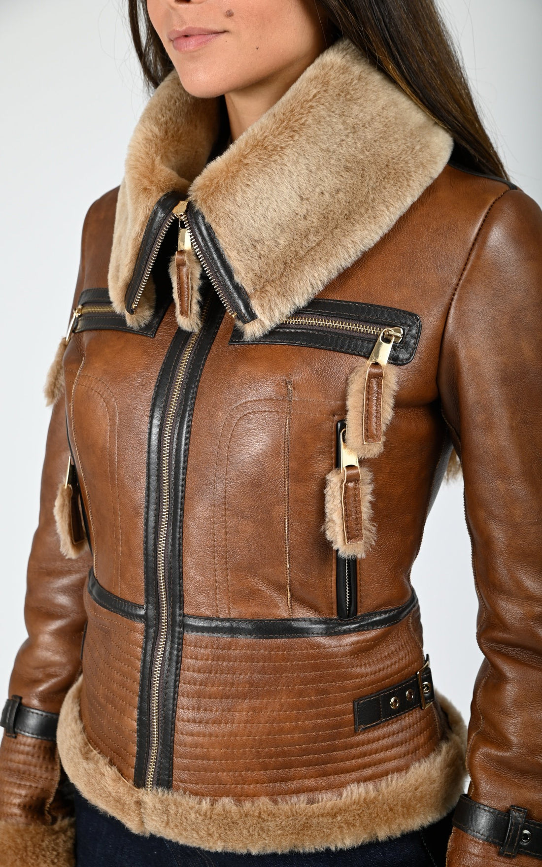 Bombardier Df Femme La Canadienne, modèle Zion de couleur cognac / fauve
