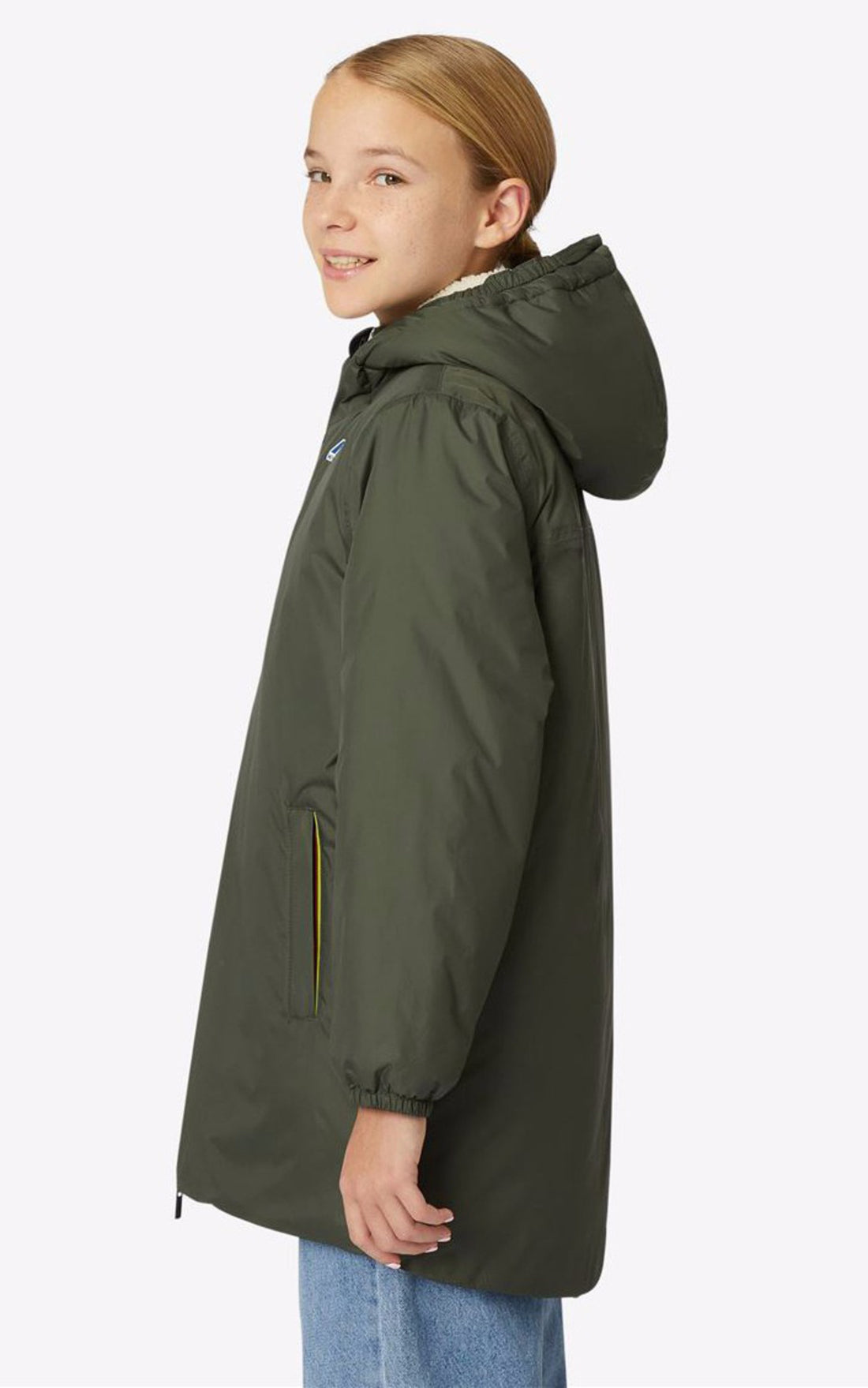 A &quot;EIFFEL ORSETTO KIDS K71219W&quot; Kaki K-Way Blouson Enfant closed photo