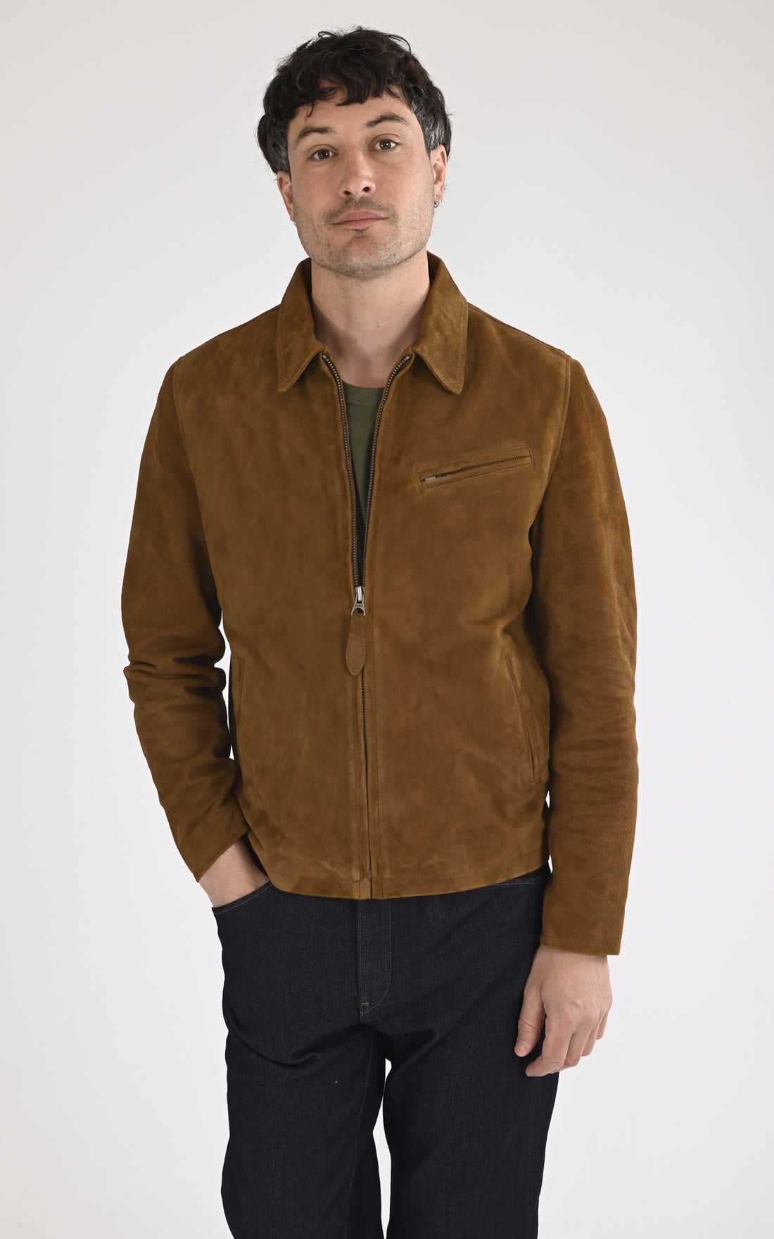 A &quot;LC WORK&quot; Cognac Schott Blouson Homme opened photo