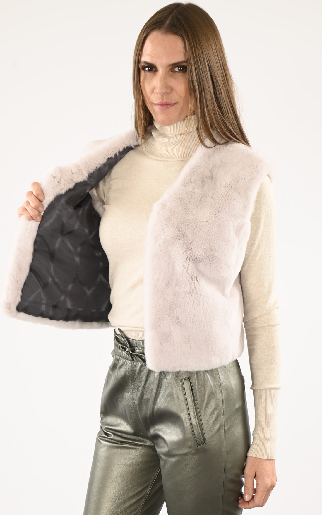 A &quot;CELIE&quot; Crème La Canadienne Gilet Femme opened photo
