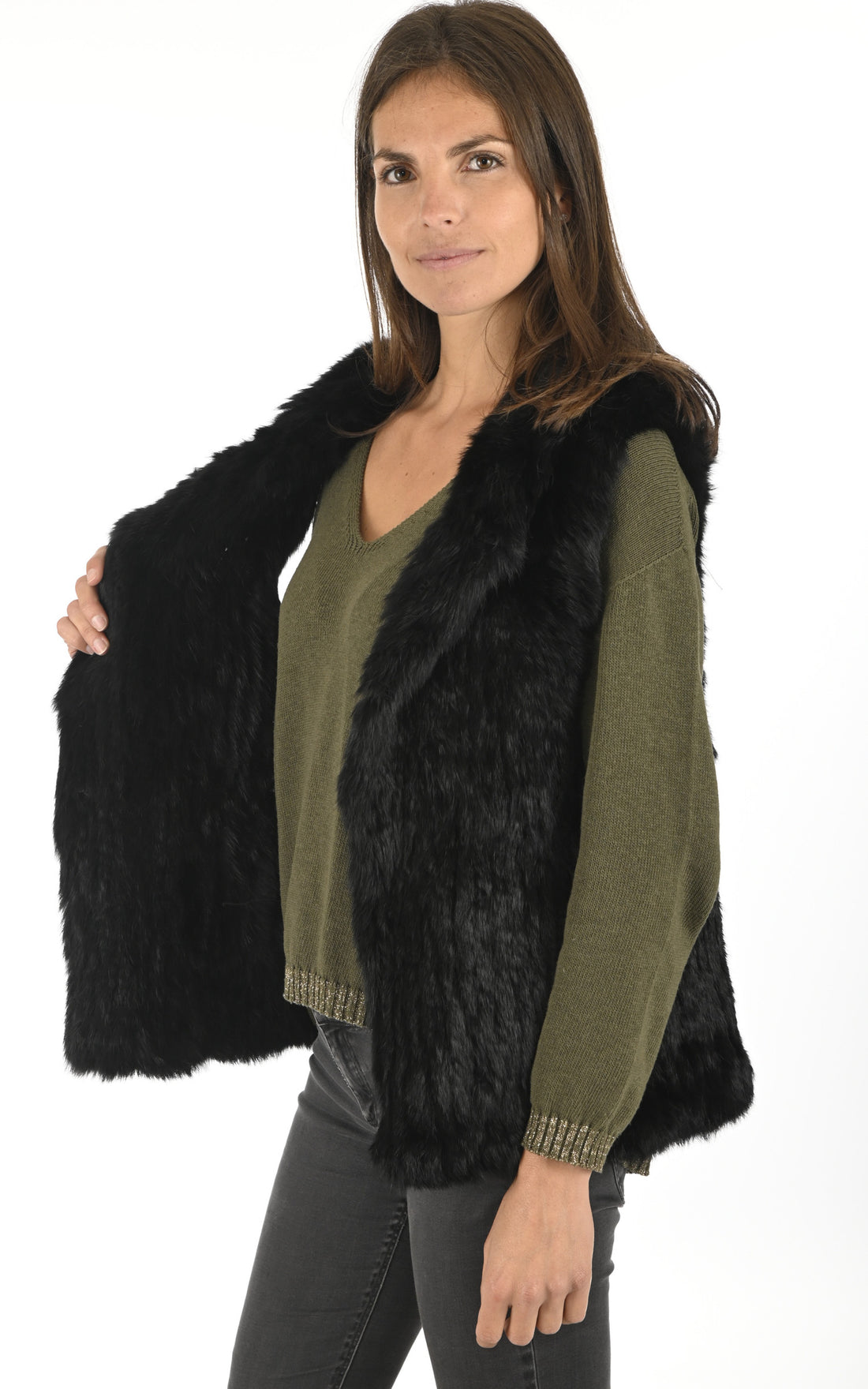 A &quot;2120V-RB/60&quot; Noir La Canadienne Gilet Femme opened photo