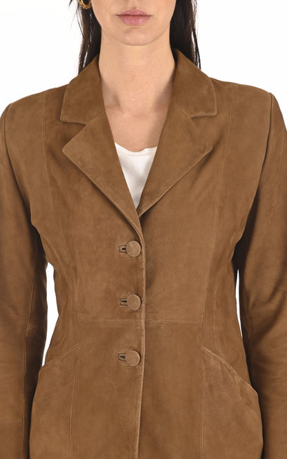 A &quot;SANDRINE FF&quot; Camel La Canadienne Veste Femme details photo