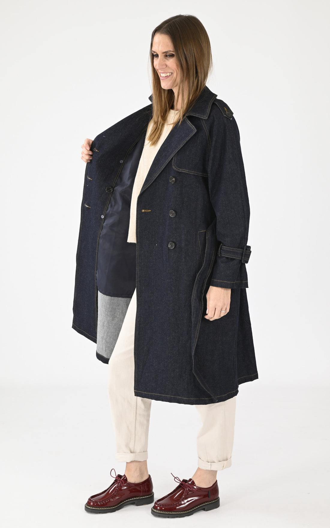 A &quot;MUSHU 64589&quot; Bleu Oakwood Trench Femme opened photo