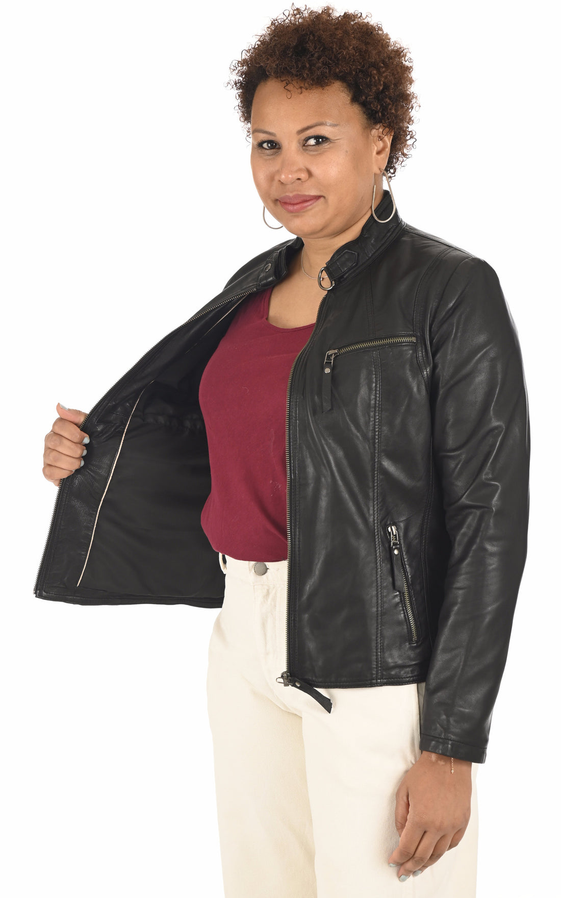 A &quot;PP100&quot; Noir La Canadienne Blouson Femme closed photo