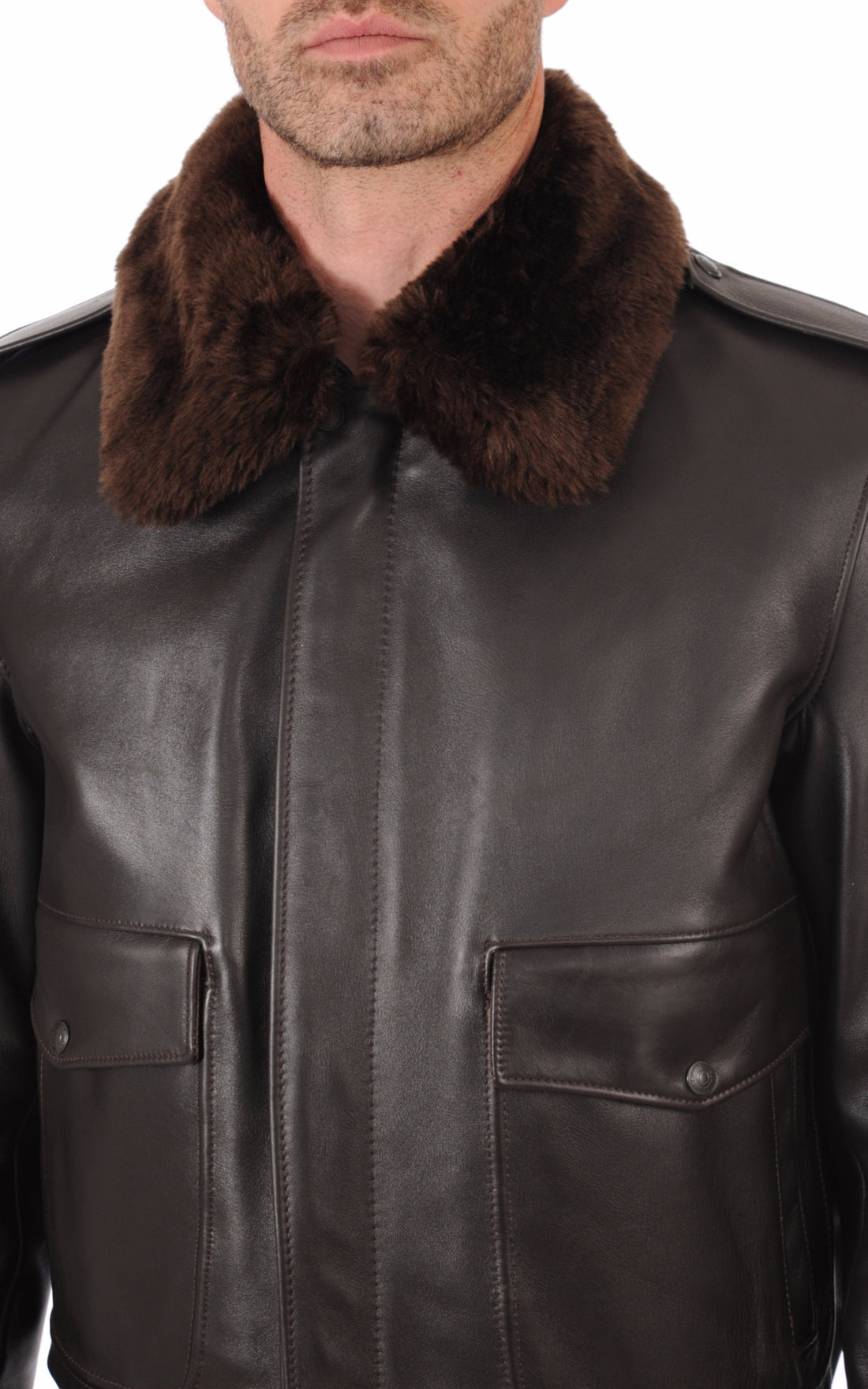 A &quot;184SM&quot; Marron Schott Blouson Homme closed photo