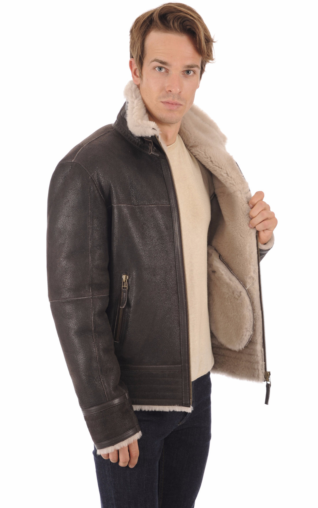 A &quot;007&quot; Marron La Canadienne Bombardier Homme opened photo