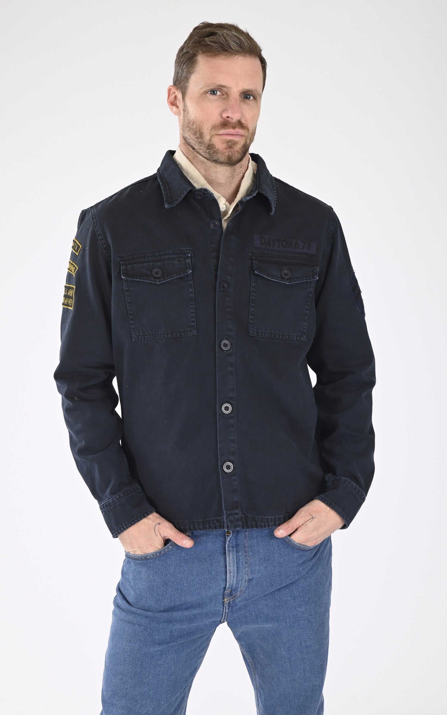 A &quot;MELHART 102668&quot; Bleu Marine Daytona 73 Chemise Homme closed photo 2
