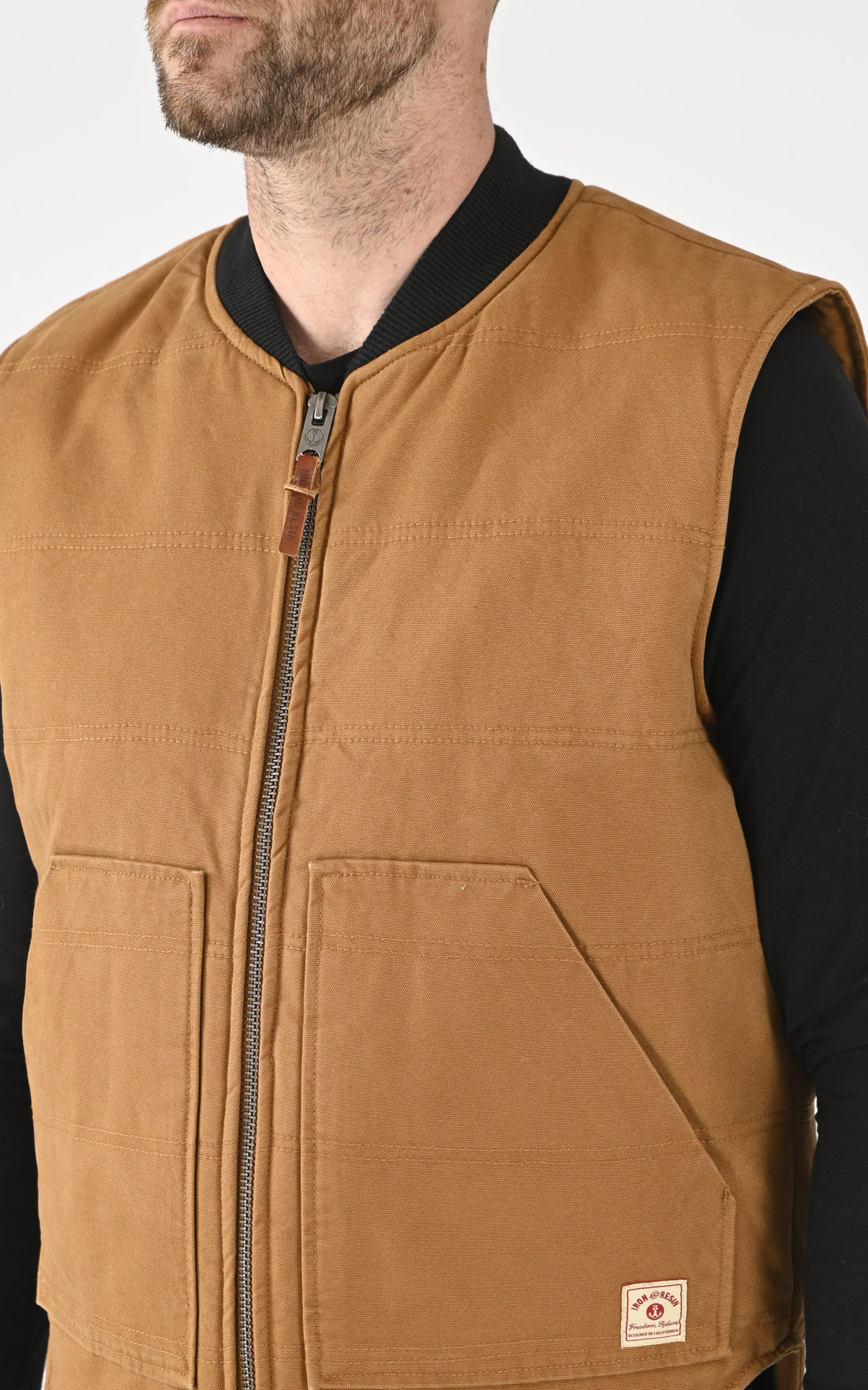 A &quot;WORK 102093&quot; Cognac Iron&amp;Resin Gilet Homme opened photo