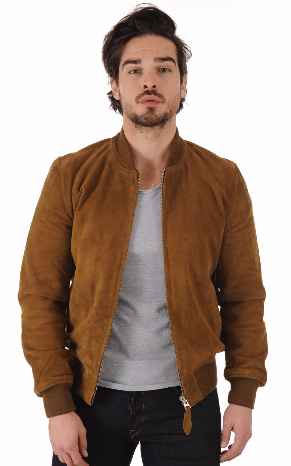 A &quot;LC3017&quot; Cognac Schott Blouson Homme opened photo