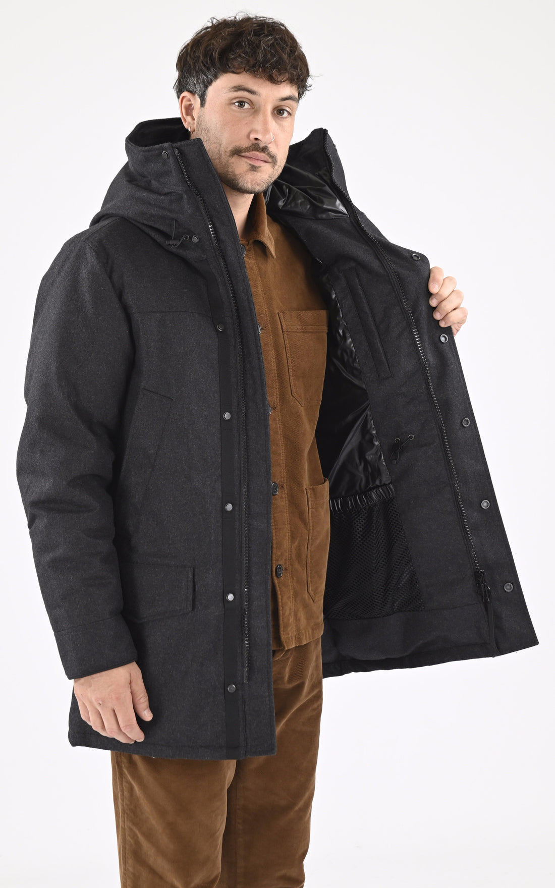 A &quot;LANGFORD WOOL 2062M1&quot; Gris Canada Goose 3/4 Doudoune Homme opened photo