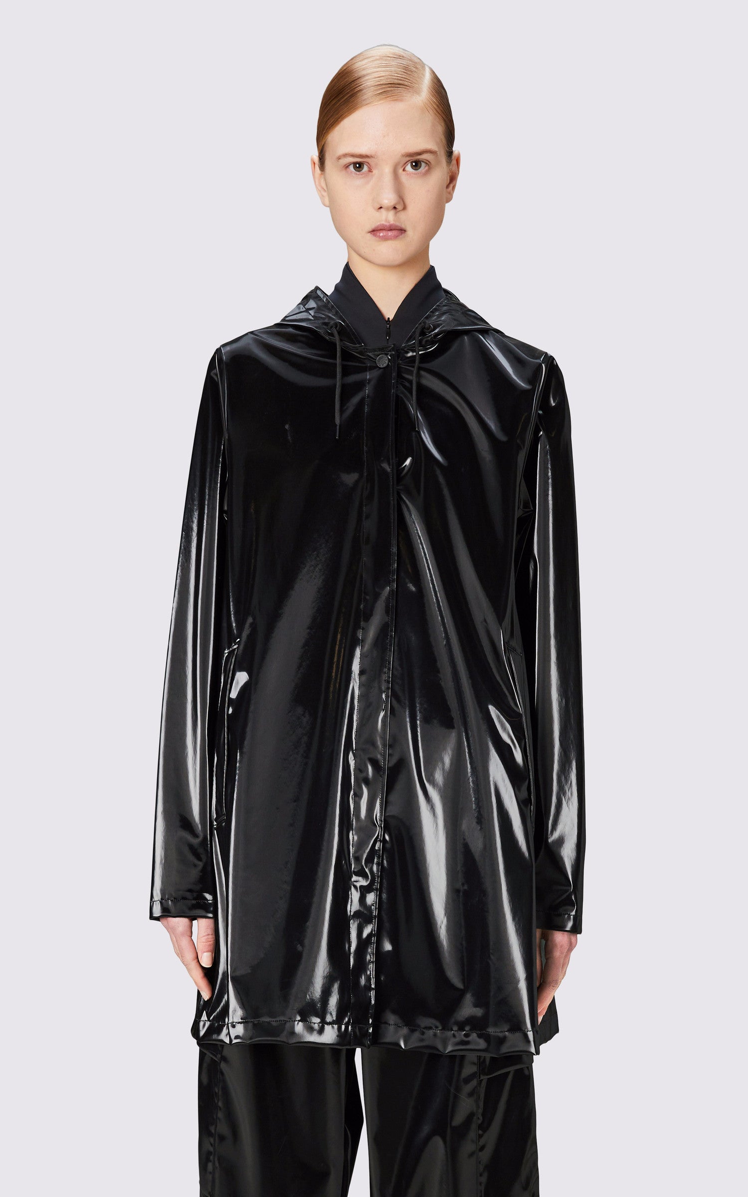 A &quot;18050 A-LINE JACKET&quot; Noir Rains 3/4 Femme opened photo 1