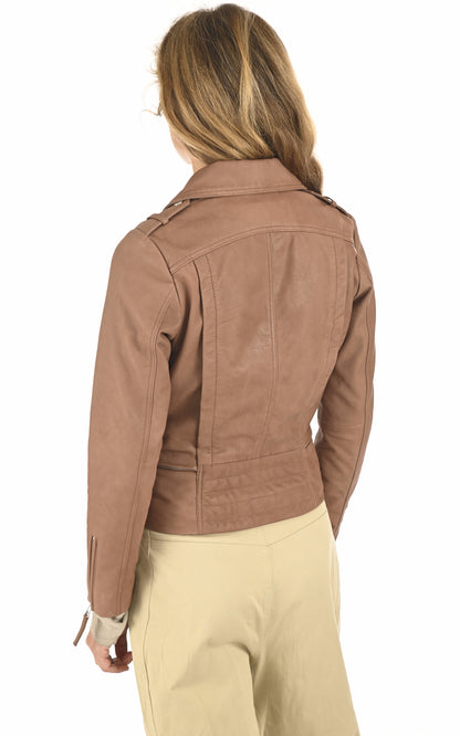 A &quot;NAINA&quot; Camel La Canadienne Blouson Femme back photo