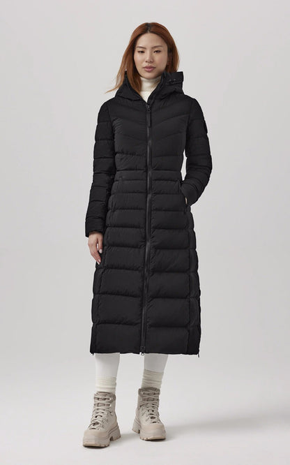 A &quot;CLAIR LONG COAT BLACK LABEL 2330WB&quot; Noir Canada Goose 7/8 Doudoune Femme opened photo