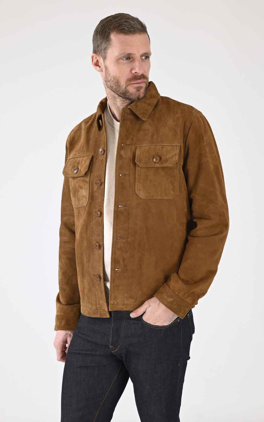 A &quot;LCBRONXS&quot; Cognac Schott Veste Homme opened photo