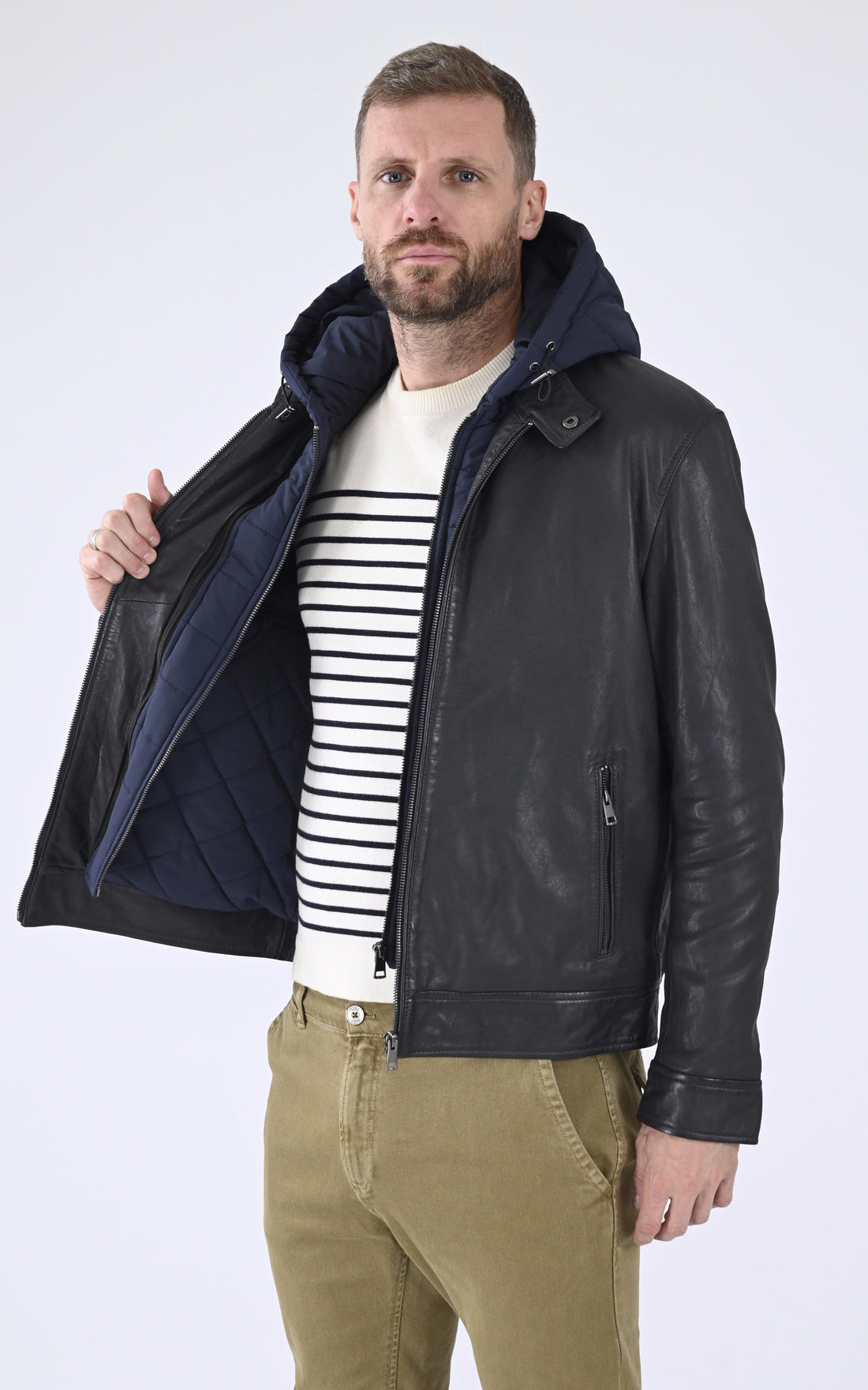 A &quot;EDWARD 2 HOOD&quot; Bleu Serge Pariente Blouson Homme opened photo