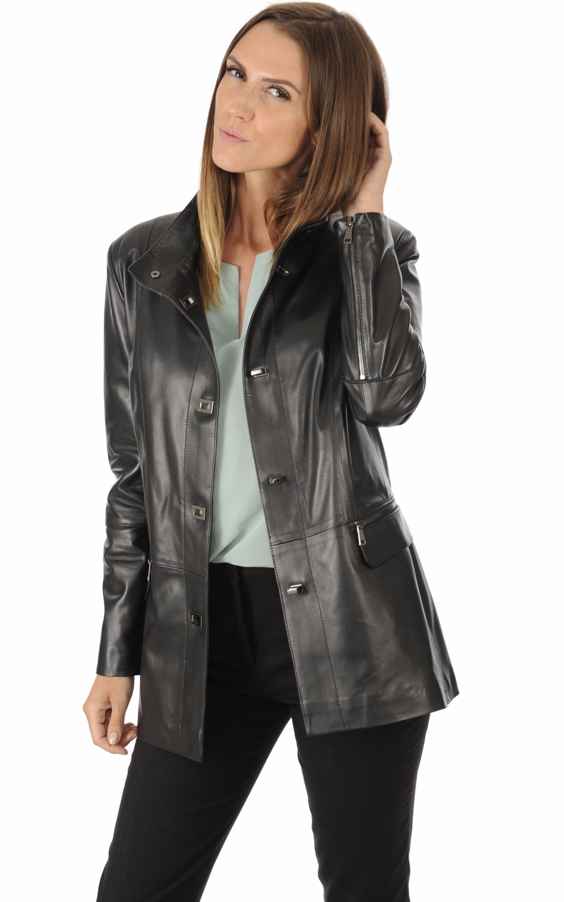 A &quot;NANOU FF&quot; Noir La Canadienne Veste Femme opened photo