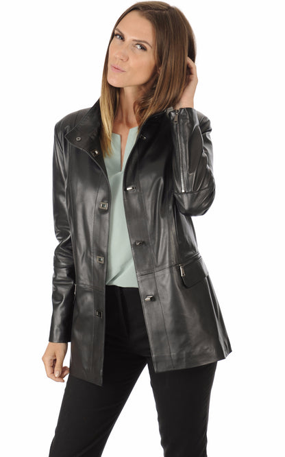 A &quot;NANOU FF&quot; Noir La Canadienne Veste Femme opened photo
