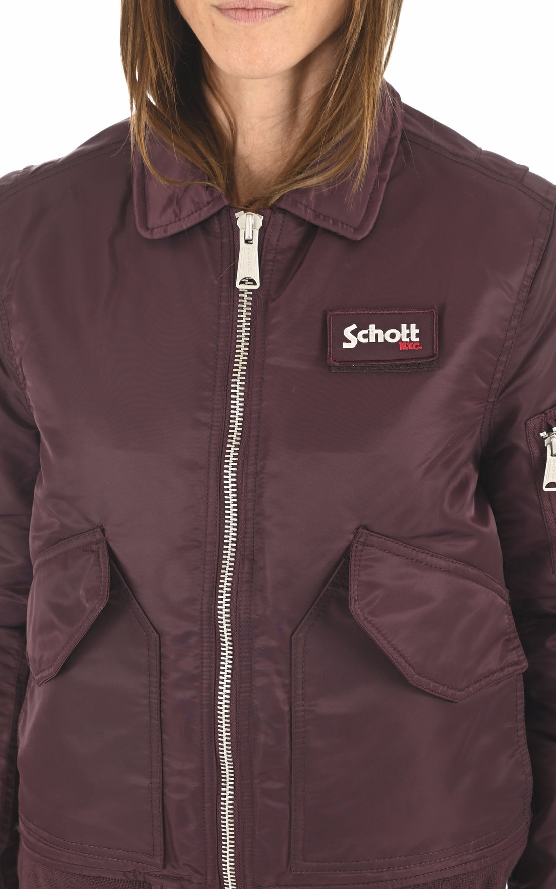 A &quot;210100 RS&quot; Bordeaux Schott Bomber Mixte opened photo