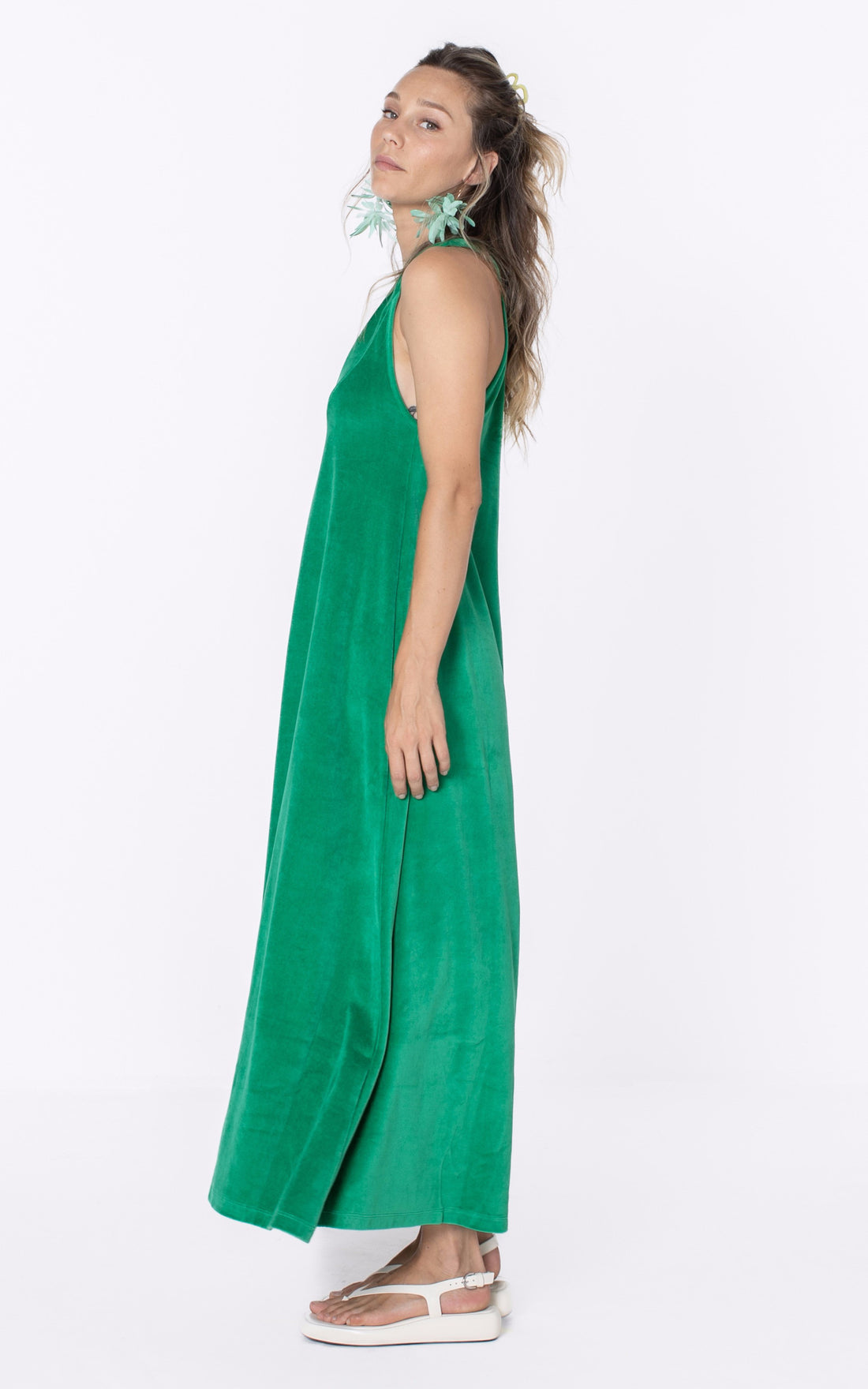A &quot;CANNES&quot; Vert Marguerite à la plage Robe Femme opened photo