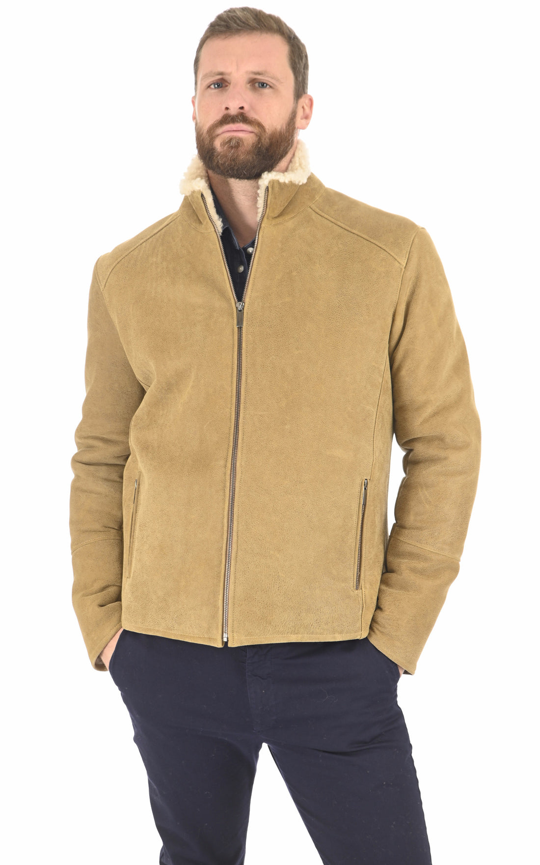 A &quot;LUIS&quot; Beige La Canadienne Blouson Homme opened photo