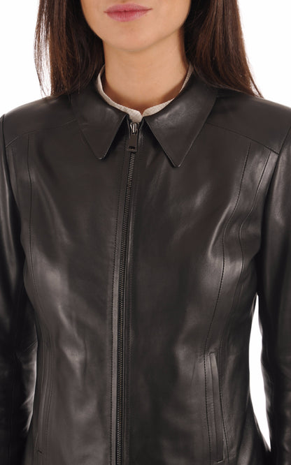 A &quot;JEANNE FF&quot; Noir La Canadienne Blouson Femme details photo
