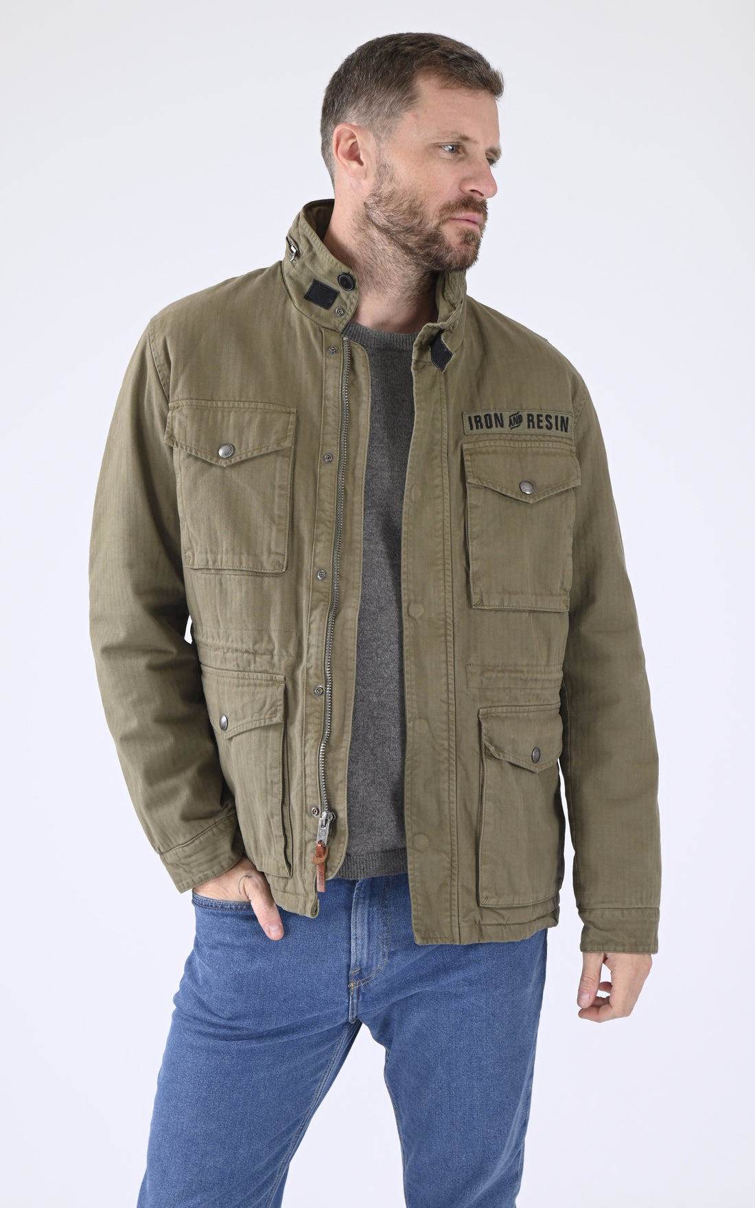 A &quot;M65 103673&quot; Kaki Iron&amp;Resin Veste Homme opened photo