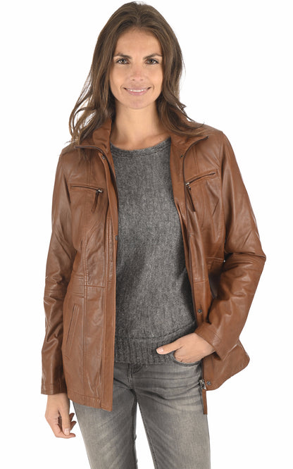 A &quot;ZURICH-3&quot; Cognac La Canadienne Veste Femme opened photo