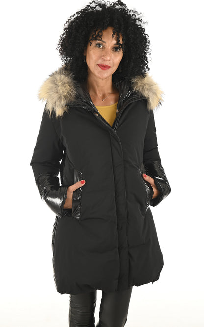 A &quot;KATRIN&quot; Black Flo&amp;Clo 3/4 Doudoune Femme closed photo
