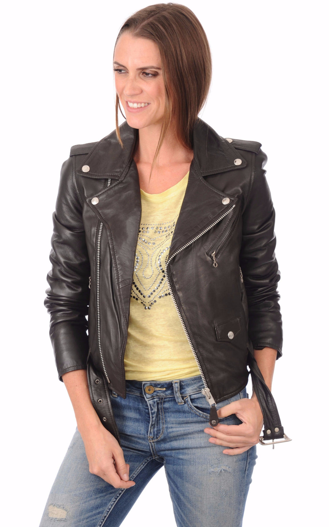 A &quot;LCW8600&quot; Marron Schott Blouson Femme opened photo