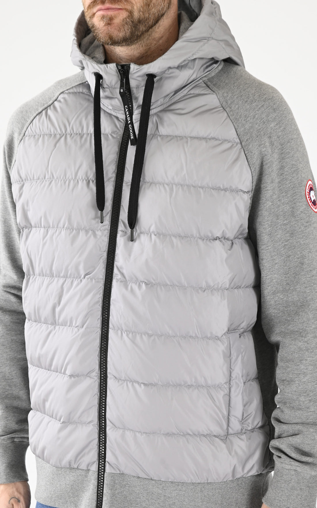 A &quot;HYBRIDGE HURON FULL ZIP HOOD 6843M&quot; Gris Canada Goose Sweat Homme opened photo