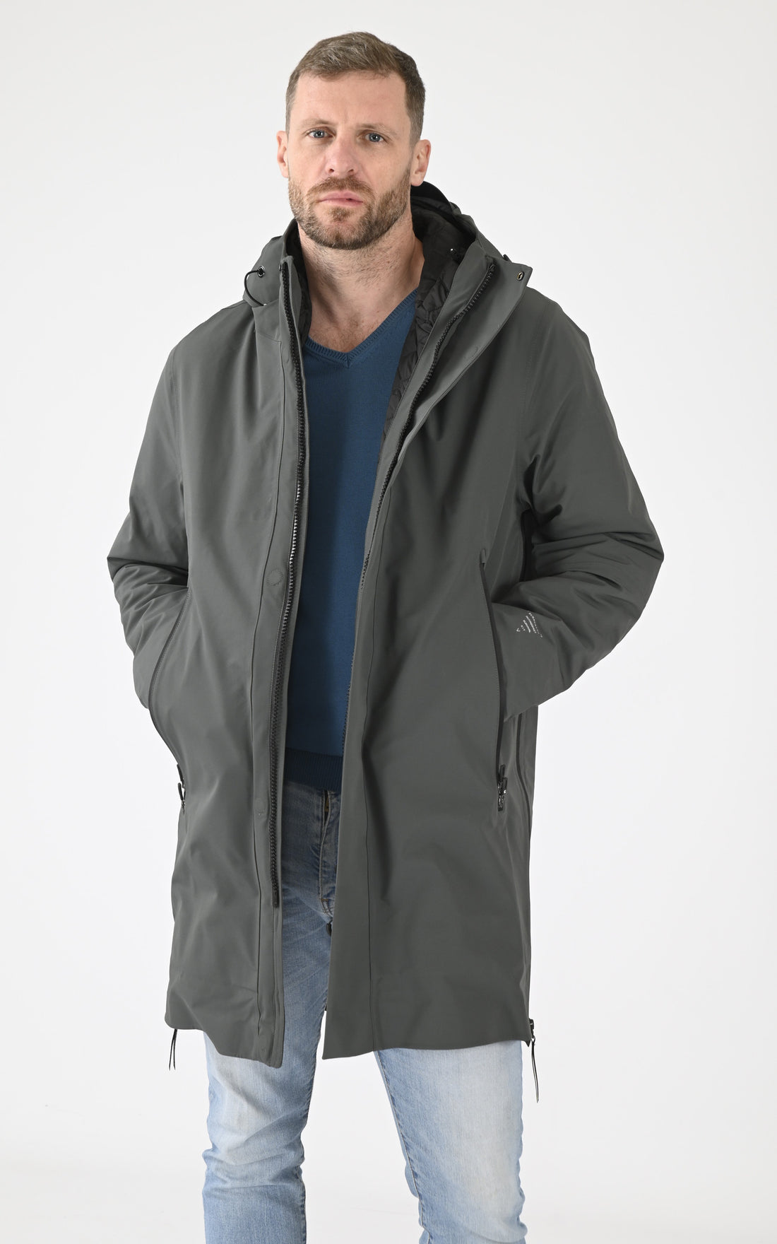 A &quot;PLANCK QM481&quot; Vert Krakatau 3/4 Parka Homme opened photo