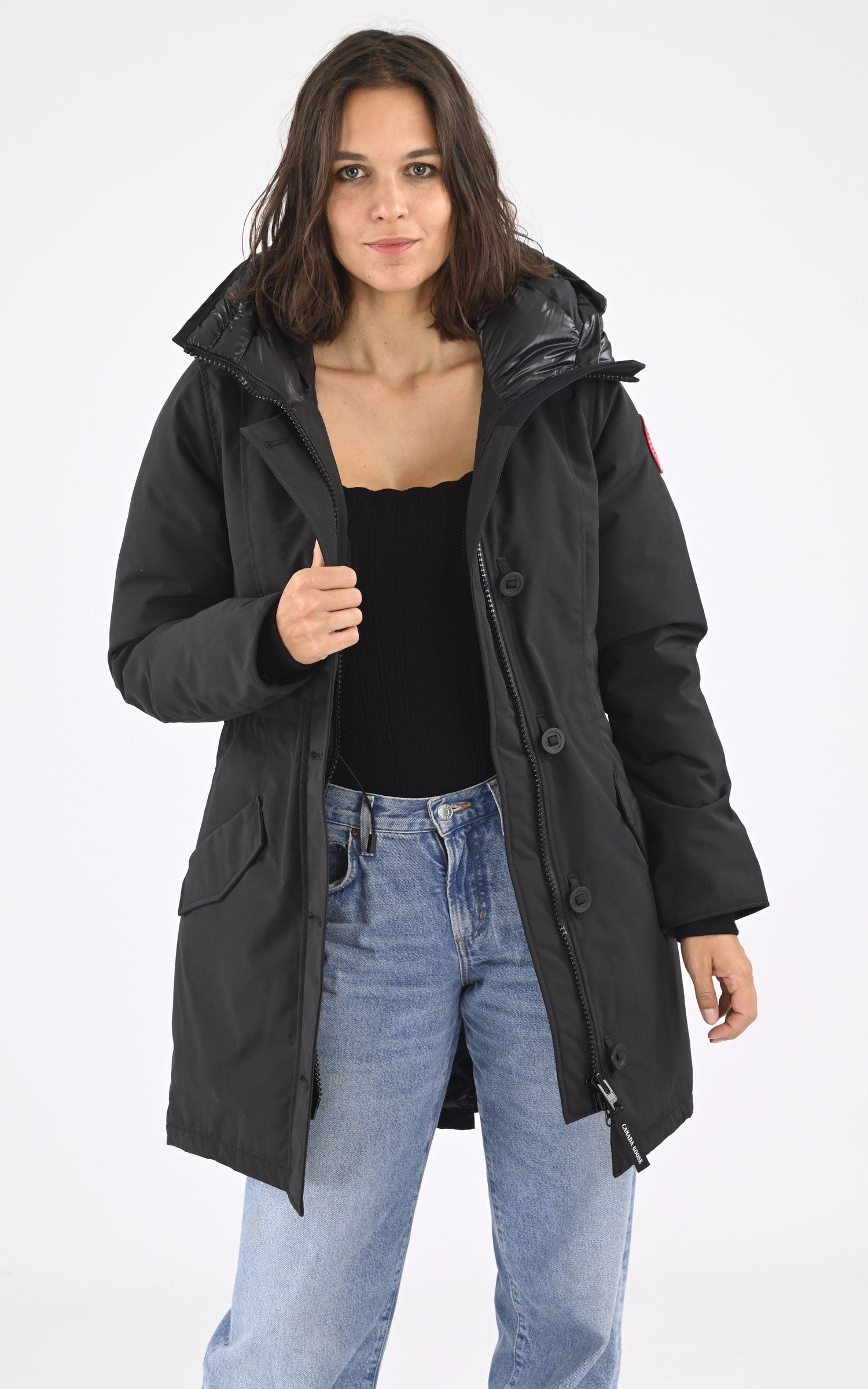 A &quot;ROSSCLAIR 2580W&quot; Noir Canada Goose 3/4 Doudoune Femme opened photo 1