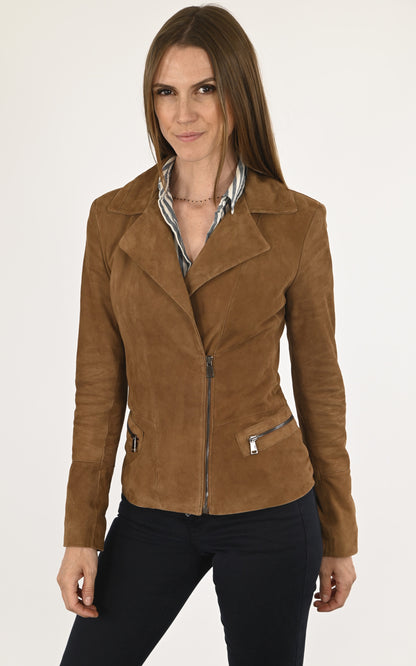 A &quot;BENEDICTE GRIFFES FF&quot; Tabac La Canadienne Blouson Femme details photo