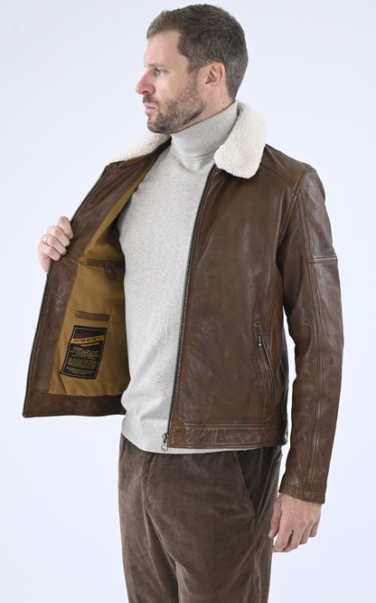 A &quot;PLATON 102423&quot; Cognac Daytona 73 Blouson Homme interior photo