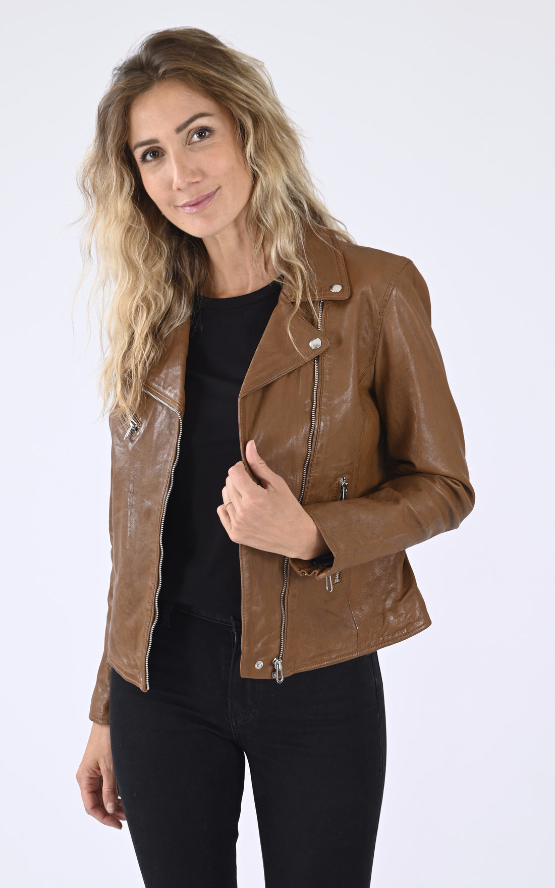 A &quot;OLYMPE 101964&quot; Cognac Rose Garden Blouson Femme opened photo