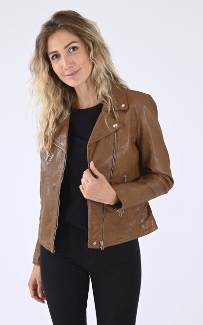 A &quot;OLYMPE 101964&quot; Cognac Rose Garden Blouson Femme opened photo