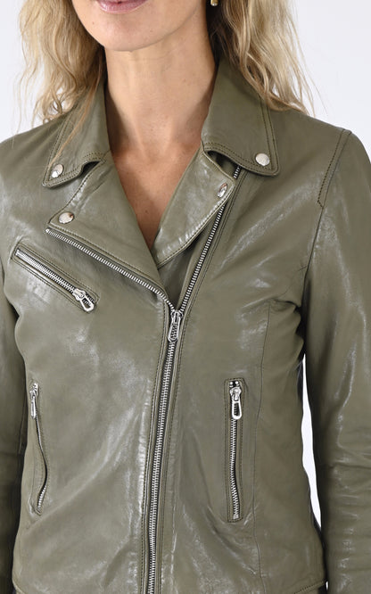 A &quot;OLYMPE 101964&quot; Kaki Clair Rose Garden Blouson Femme details photo