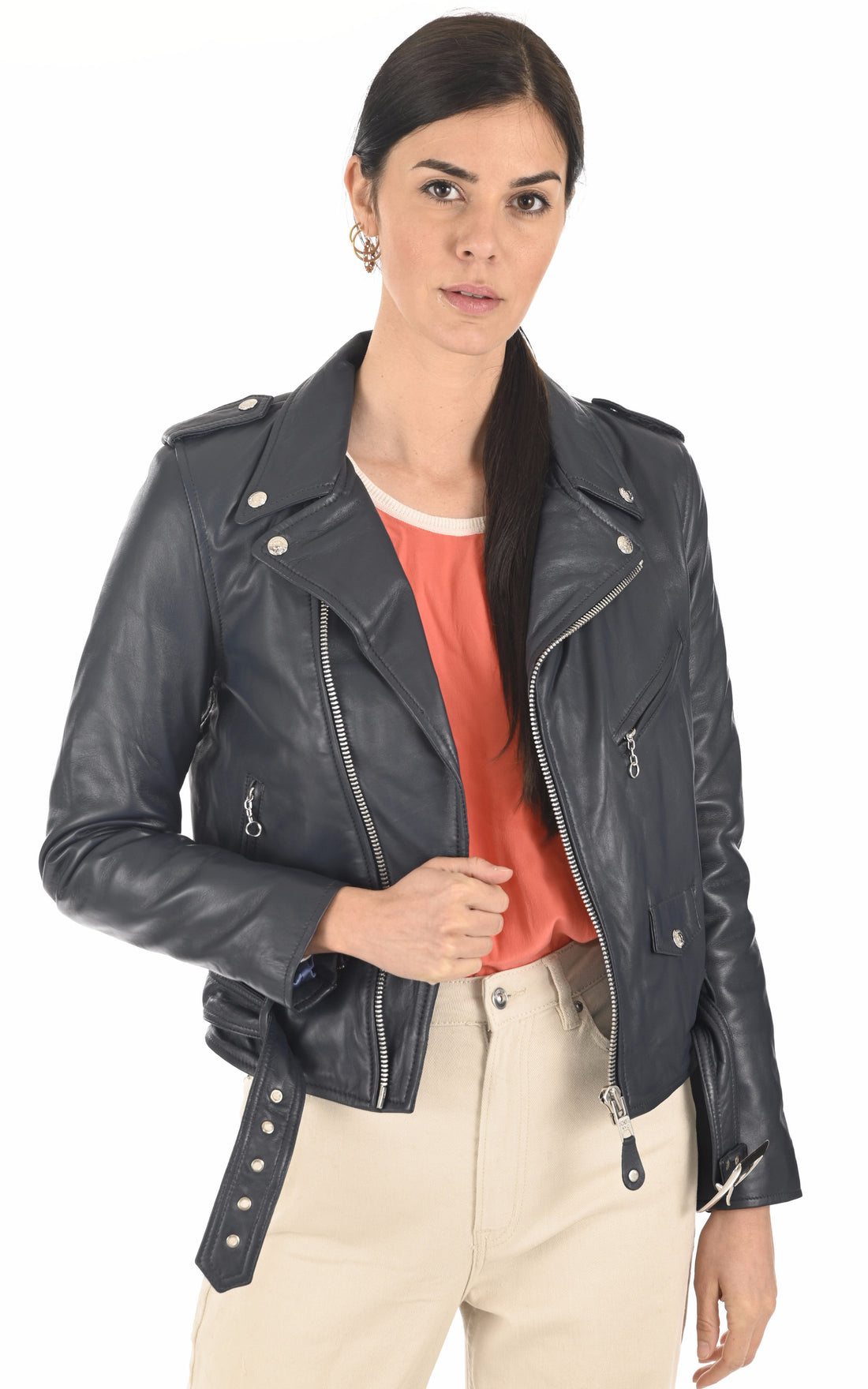 A &quot;LCW8600&quot; Bleu Foncé Schott Perfecto Femme opened photo