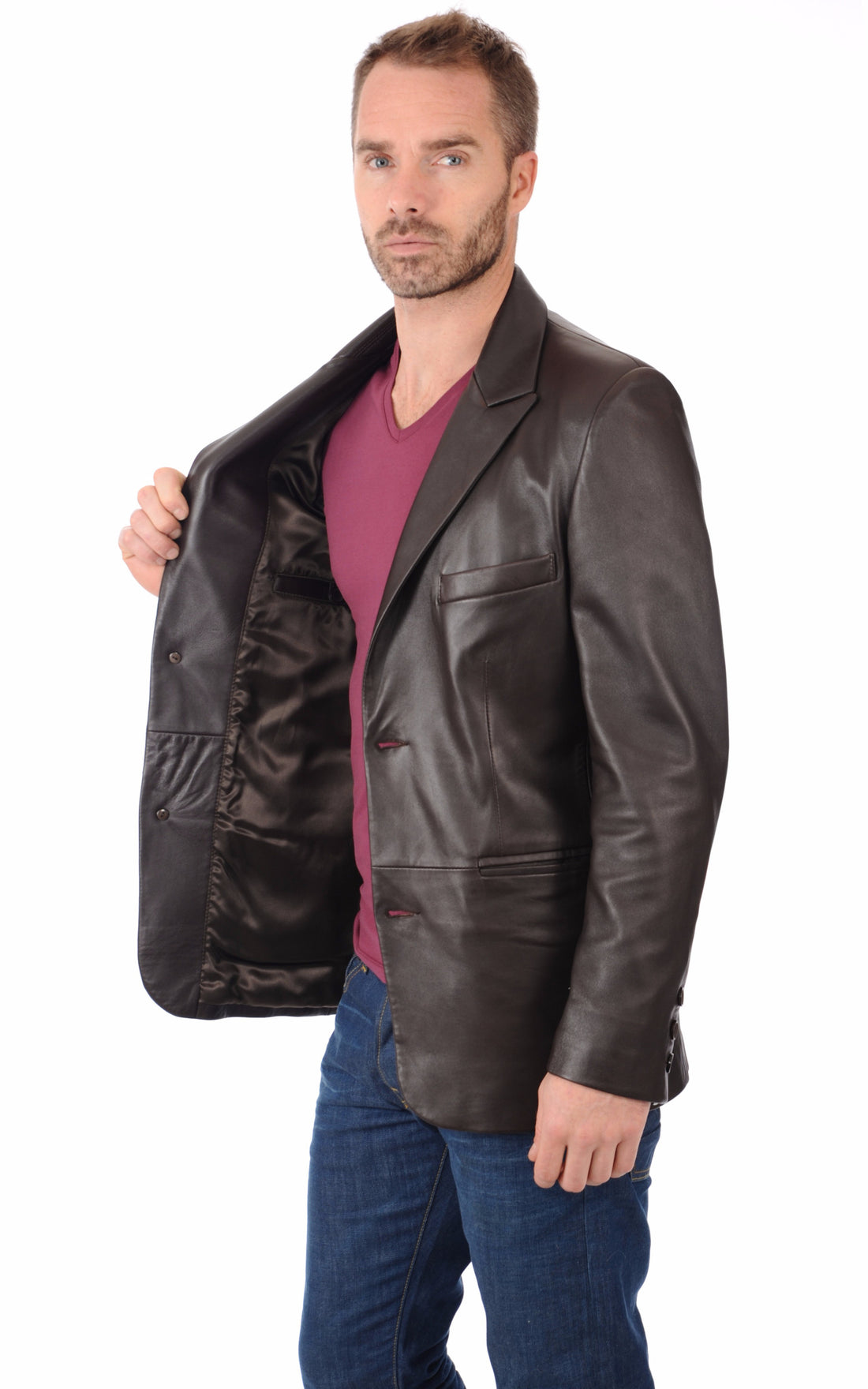 A &quot;TONY&quot; Marron La Canadienne Veste Homme closed photo