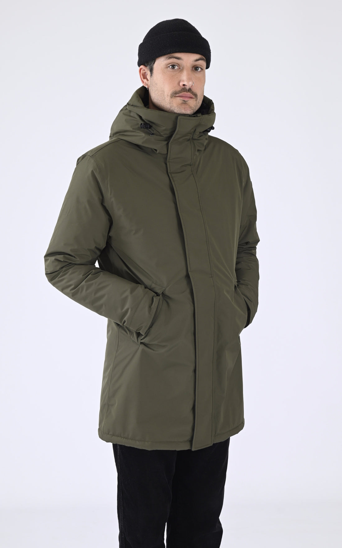 A &quot;PIERRE 3L&quot; Kaki Nobis 3/4 Doudoune Homme opened photo