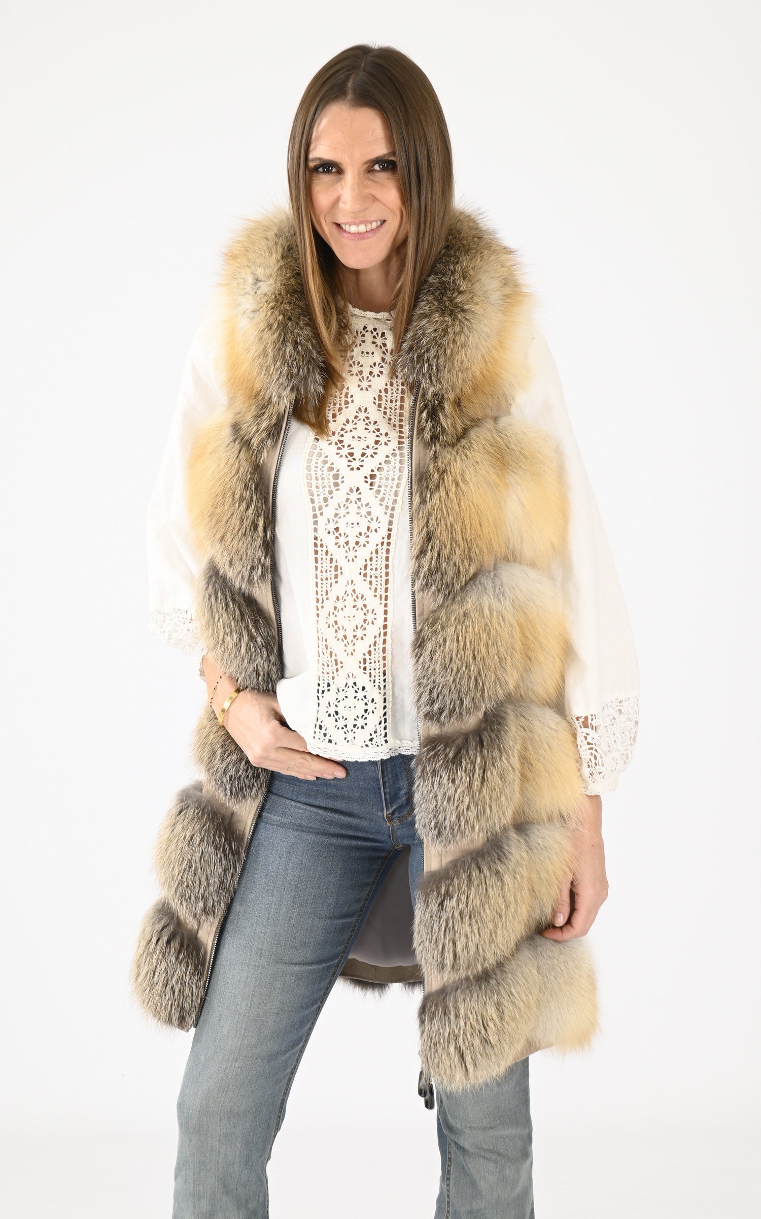 A &quot;1619 86 CM&quot; Beige Manakas Gilet Femme opened photo 1
