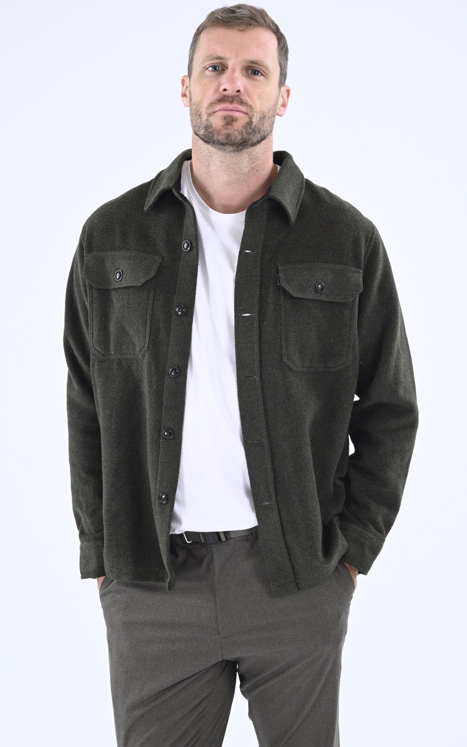 A &quot;SH CARL 3&quot; Kaki Schott Chemise Homme opened photo 1