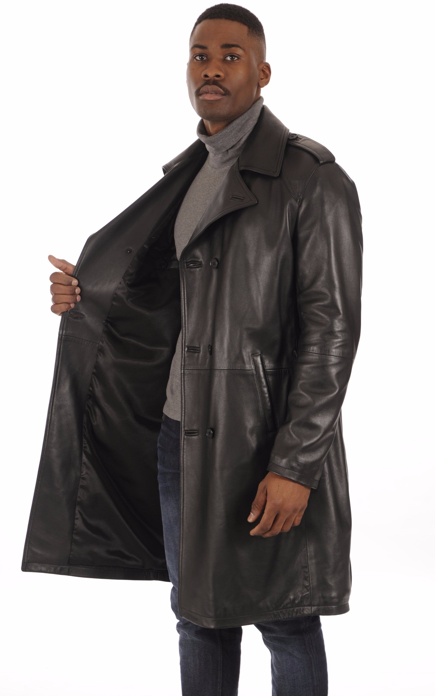 A &quot;GEORGE BIS&quot; Noir La Canadienne Manteau Homme interior photo 2