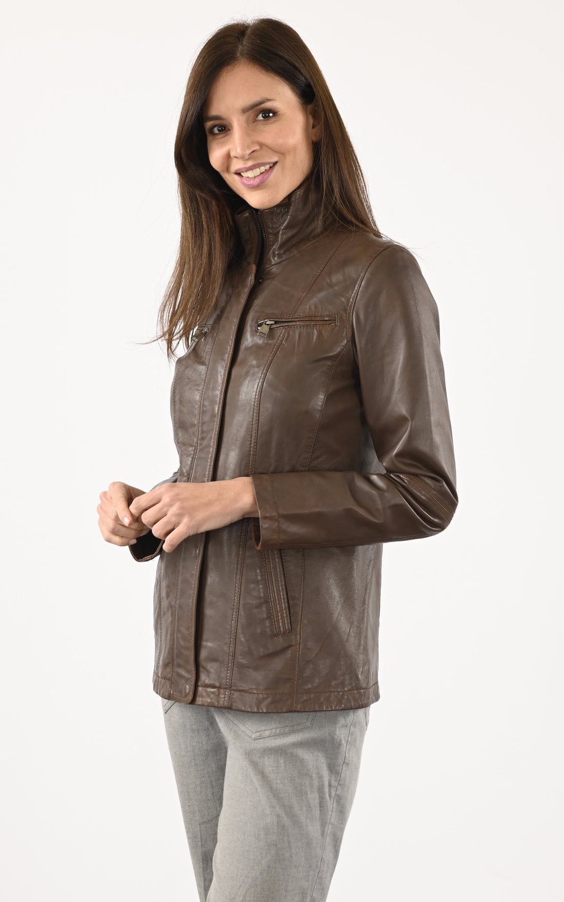 A &quot;ZURICH-3&quot; Marron La Canadienne Veste Femme opened photo