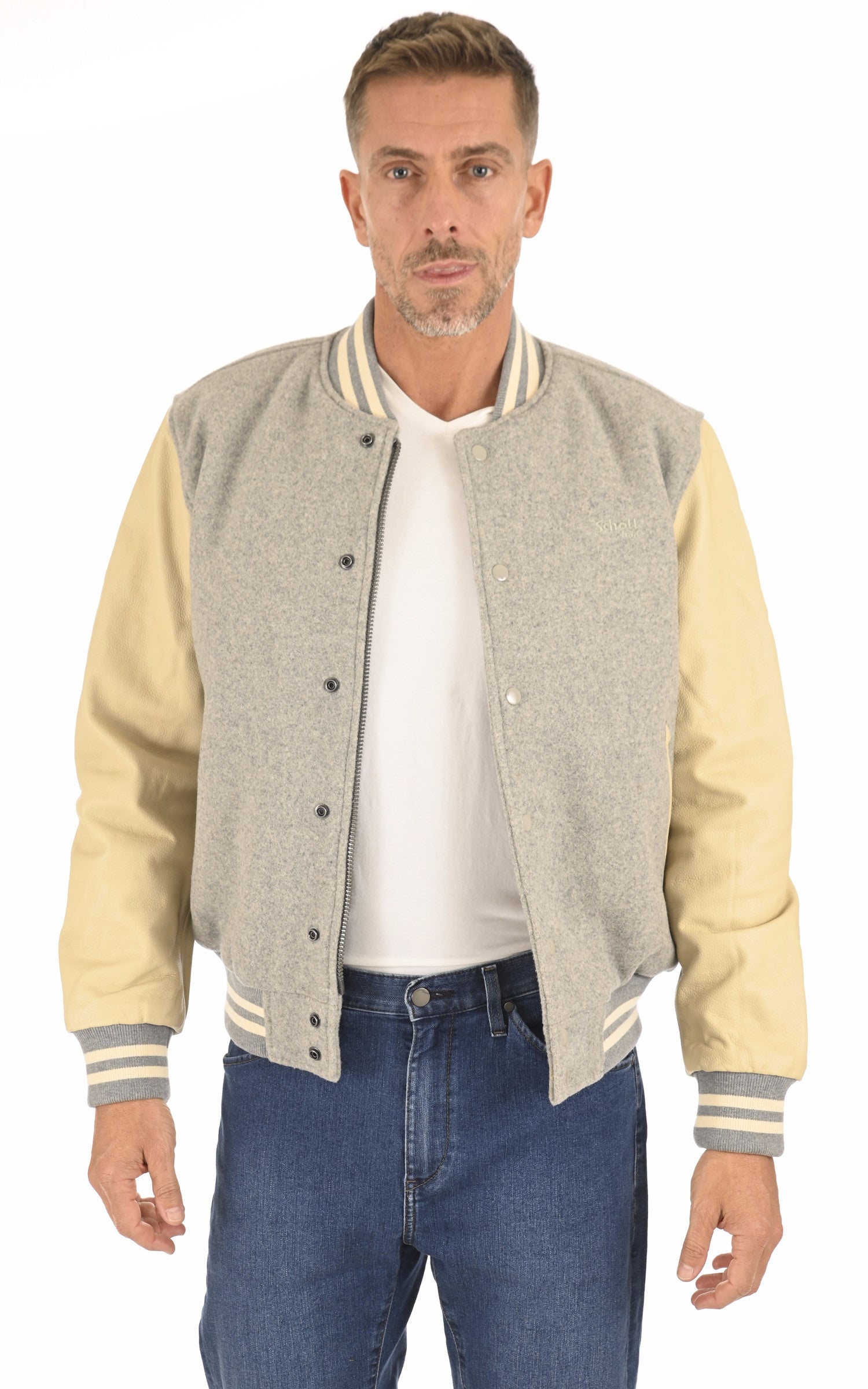 A &quot;LC8705&quot; Gris Schott Blouson Homme opened photo