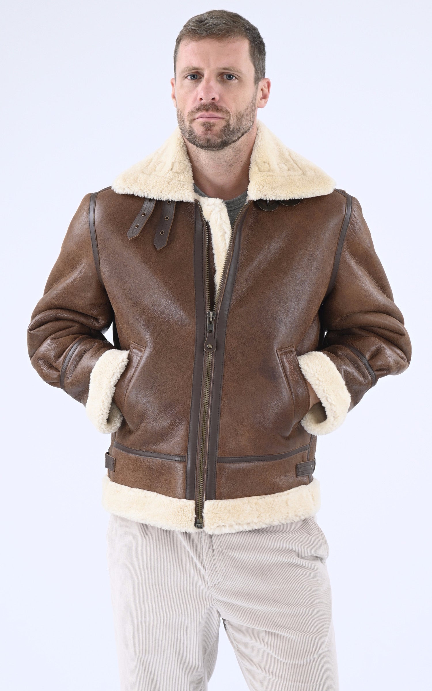 A &quot;LC1259&quot; Mocca Schott Bombardier Homme closed photo 2