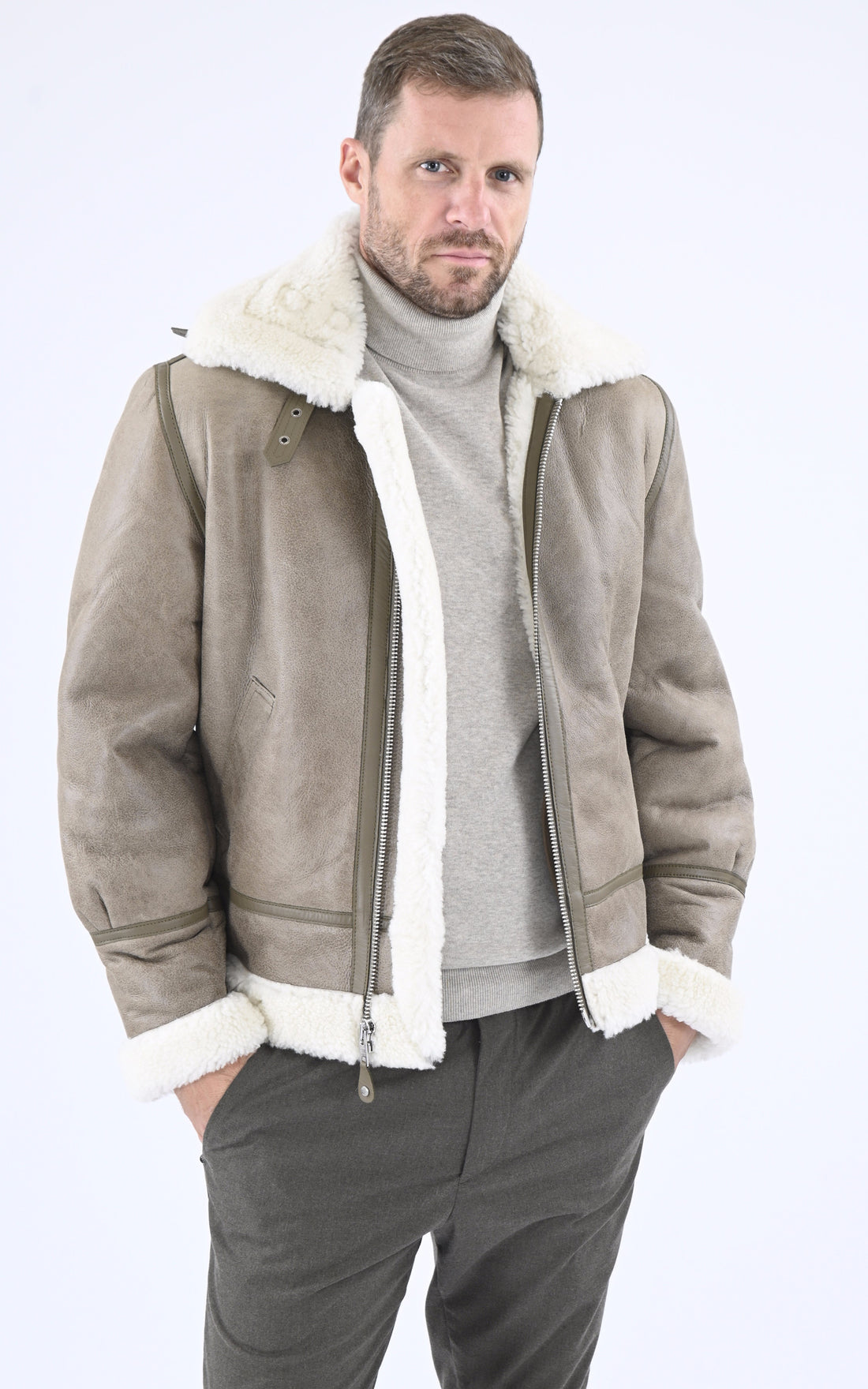A &quot;LC1259&quot; Taupe Schott Bombardier Homme opened photo