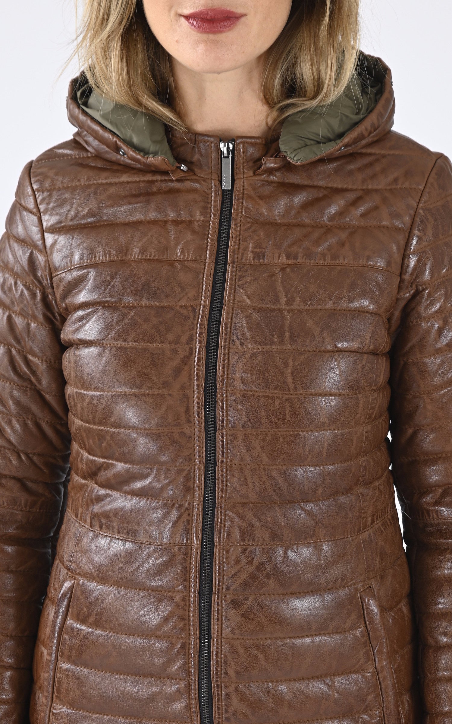 Doudoune fine cuir Popping marron Oakwood La Canadienne