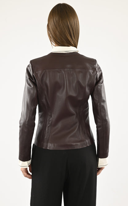 A &quot;BASIA FF&quot; Bordeaux La Canadienne Blouson Femme back photo