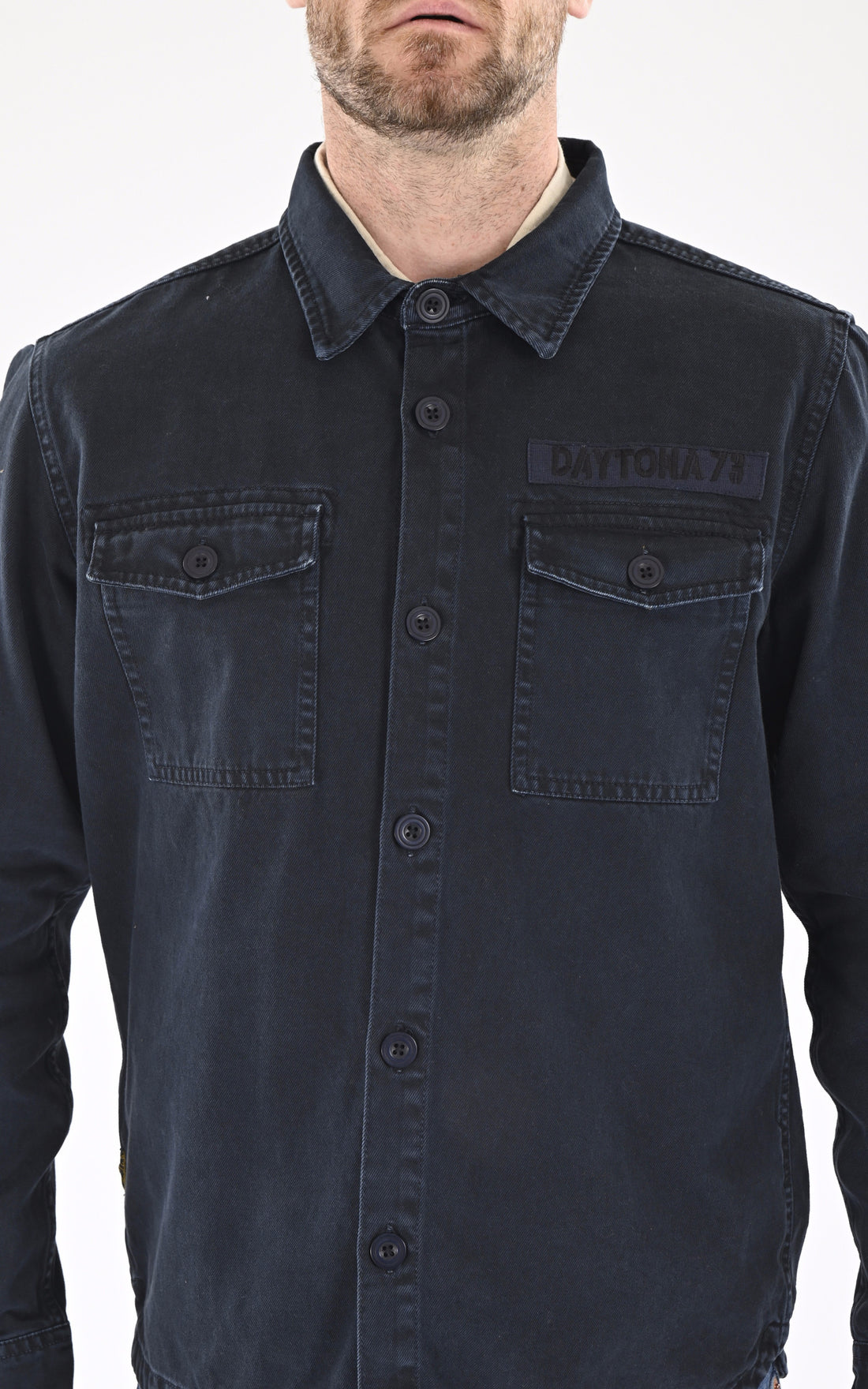 A &quot;MELHART 102668&quot; Bleu Marine Daytona 73 Chemise Homme opened photo